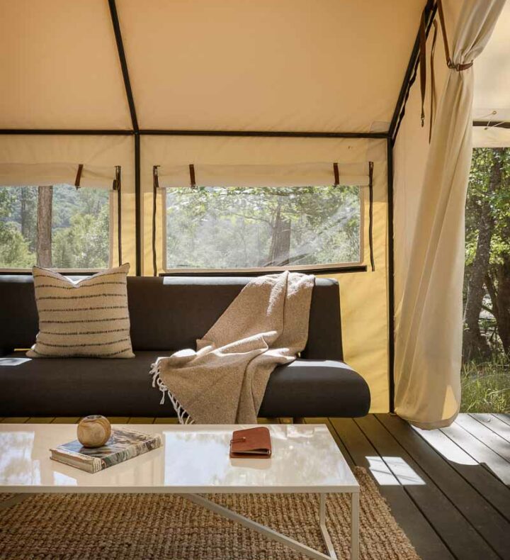 Fold Out Futon in Luxury Tents