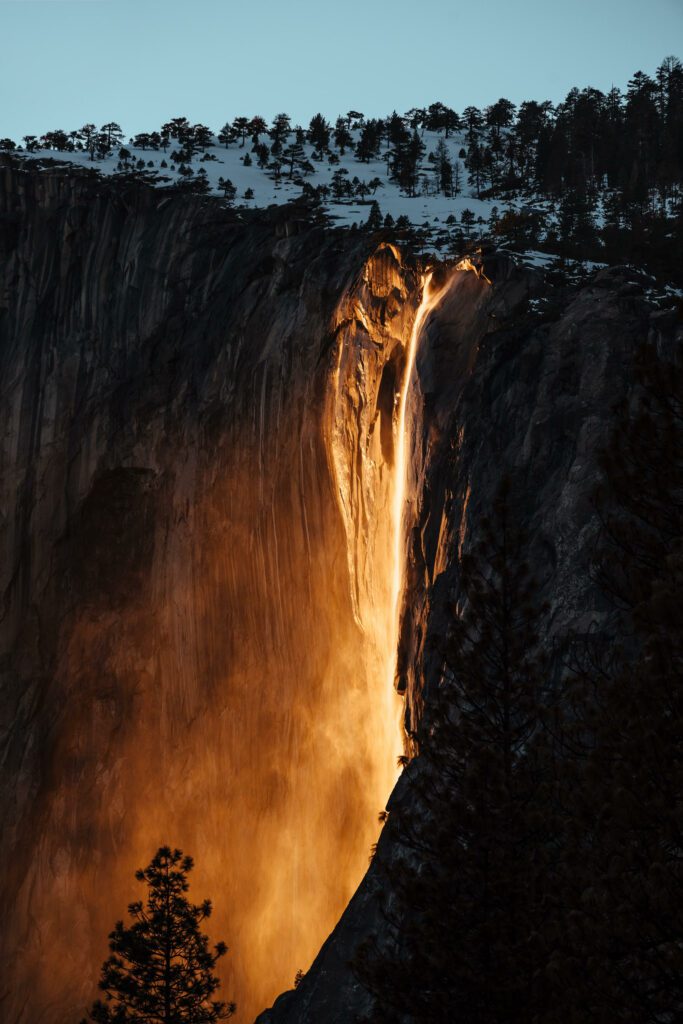 horsetail falls on fire