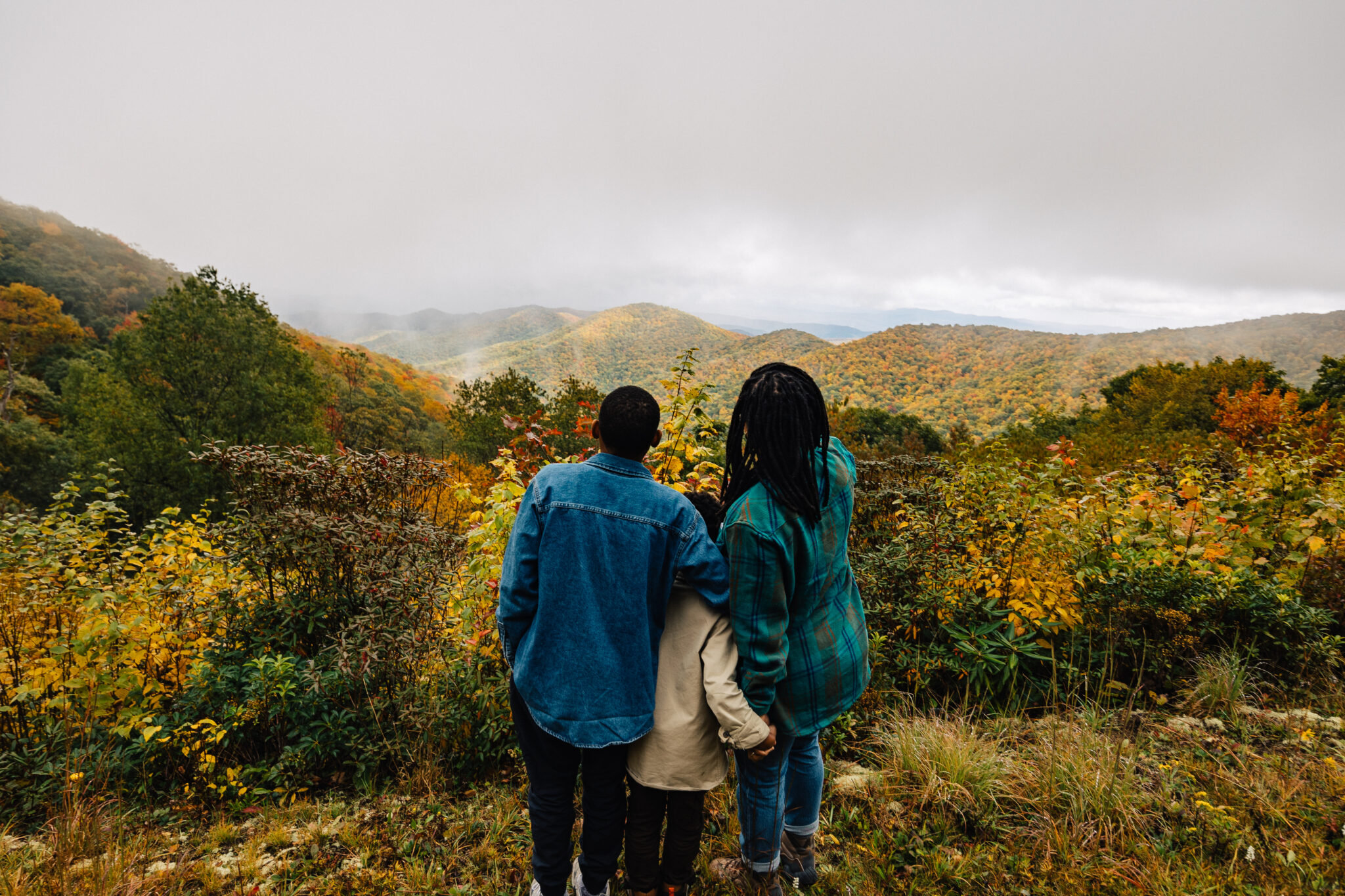 Couple looking at a mountain vista