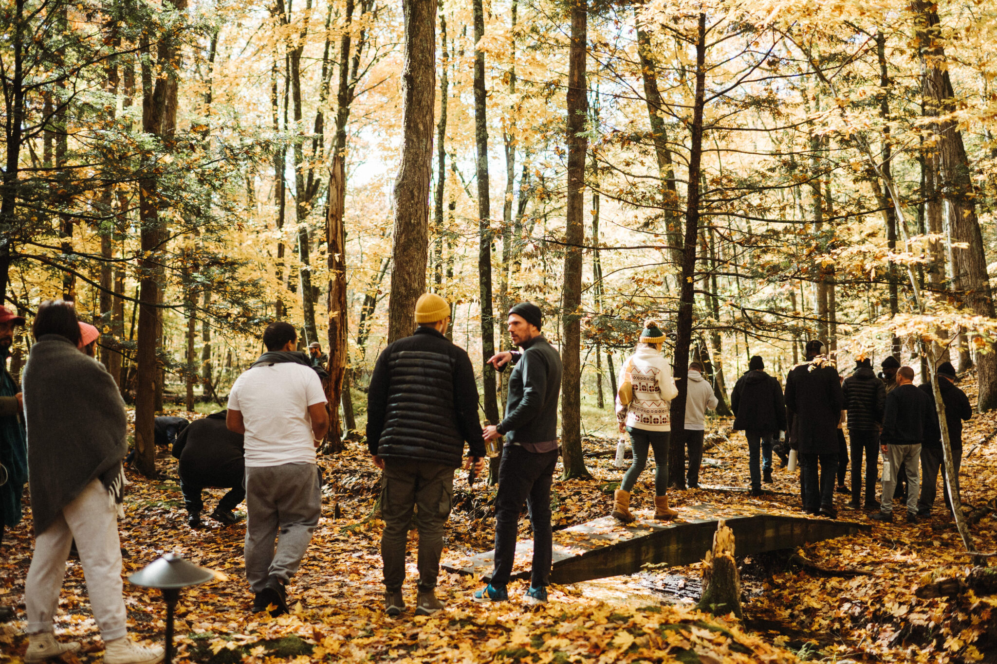 Group of people hiking in the Catskills