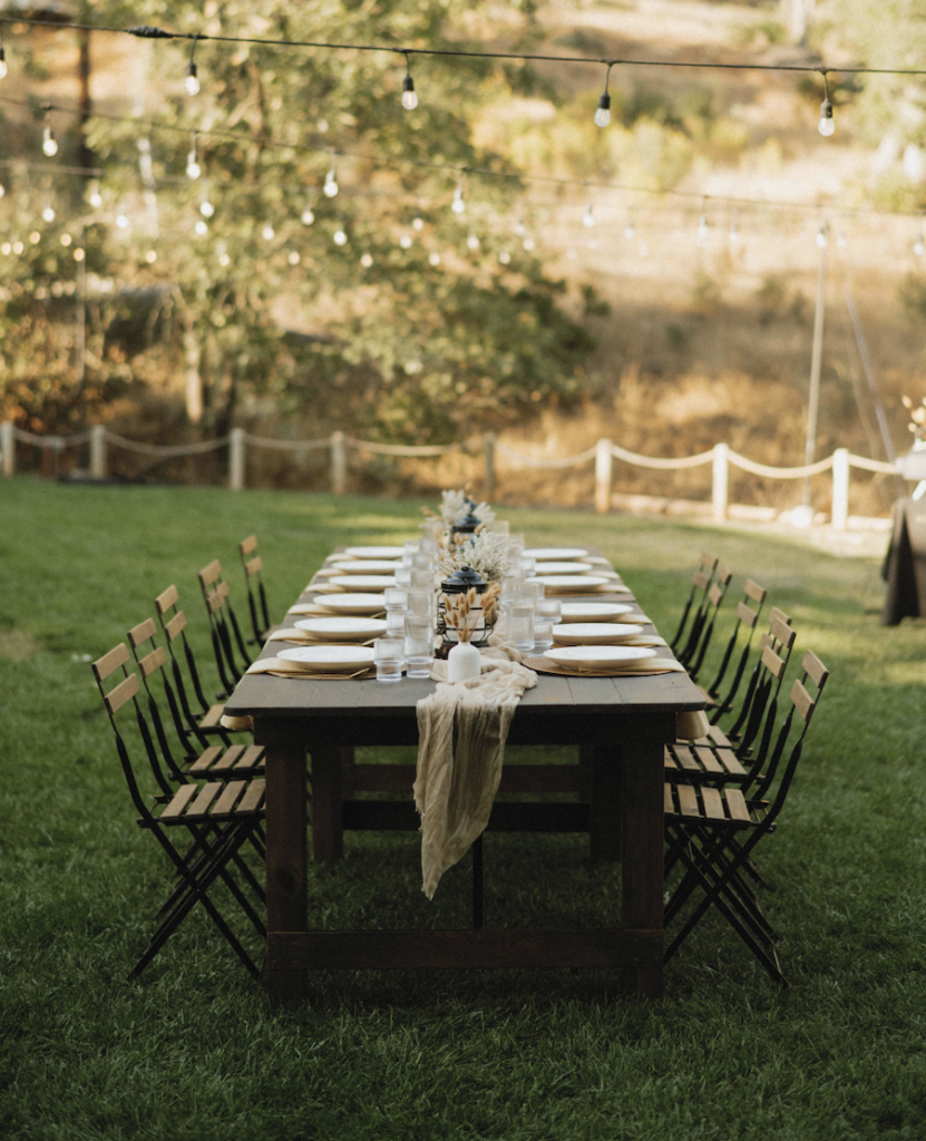 Outdoor Table set for an event in nature