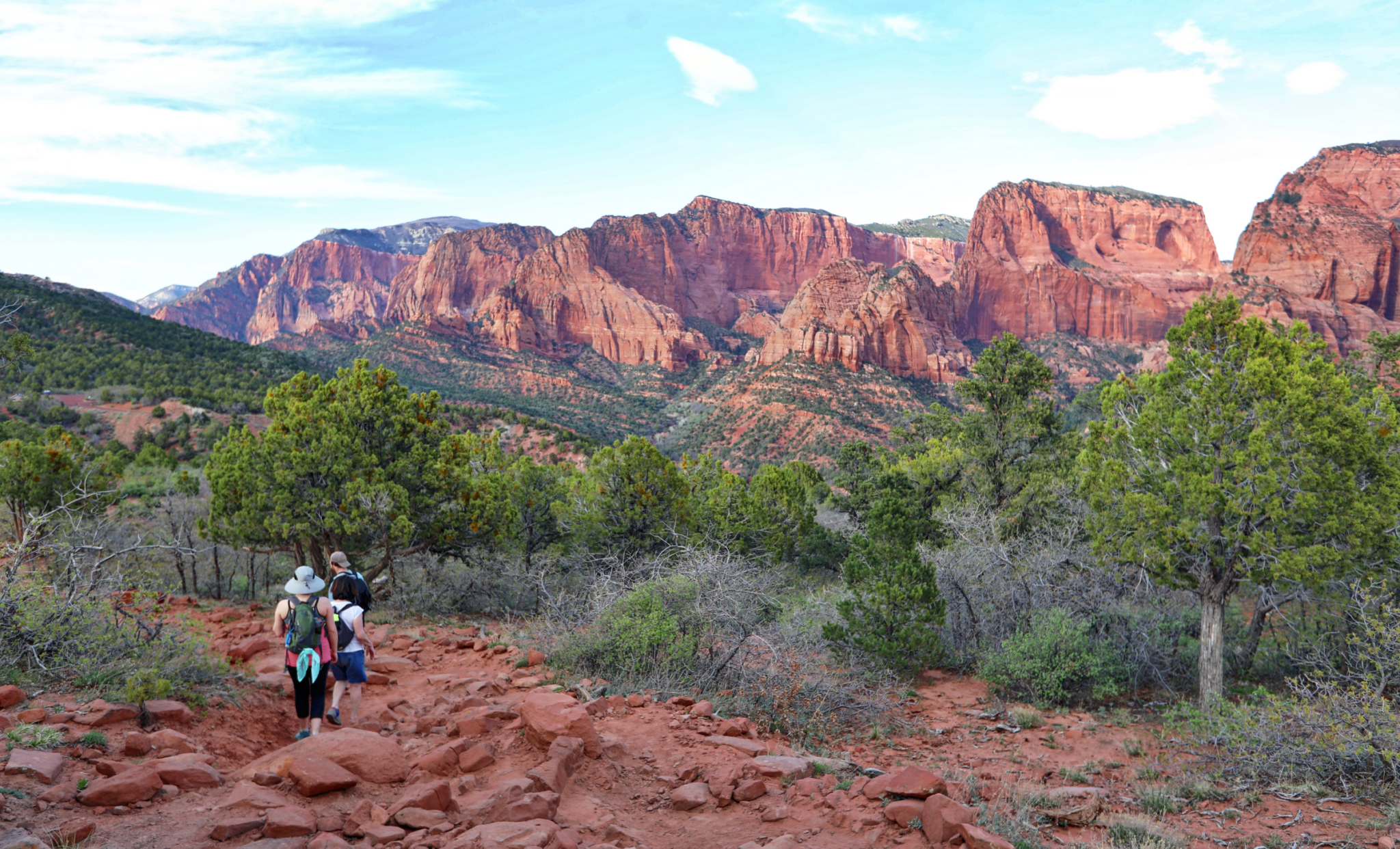 Two people hiking in Zion