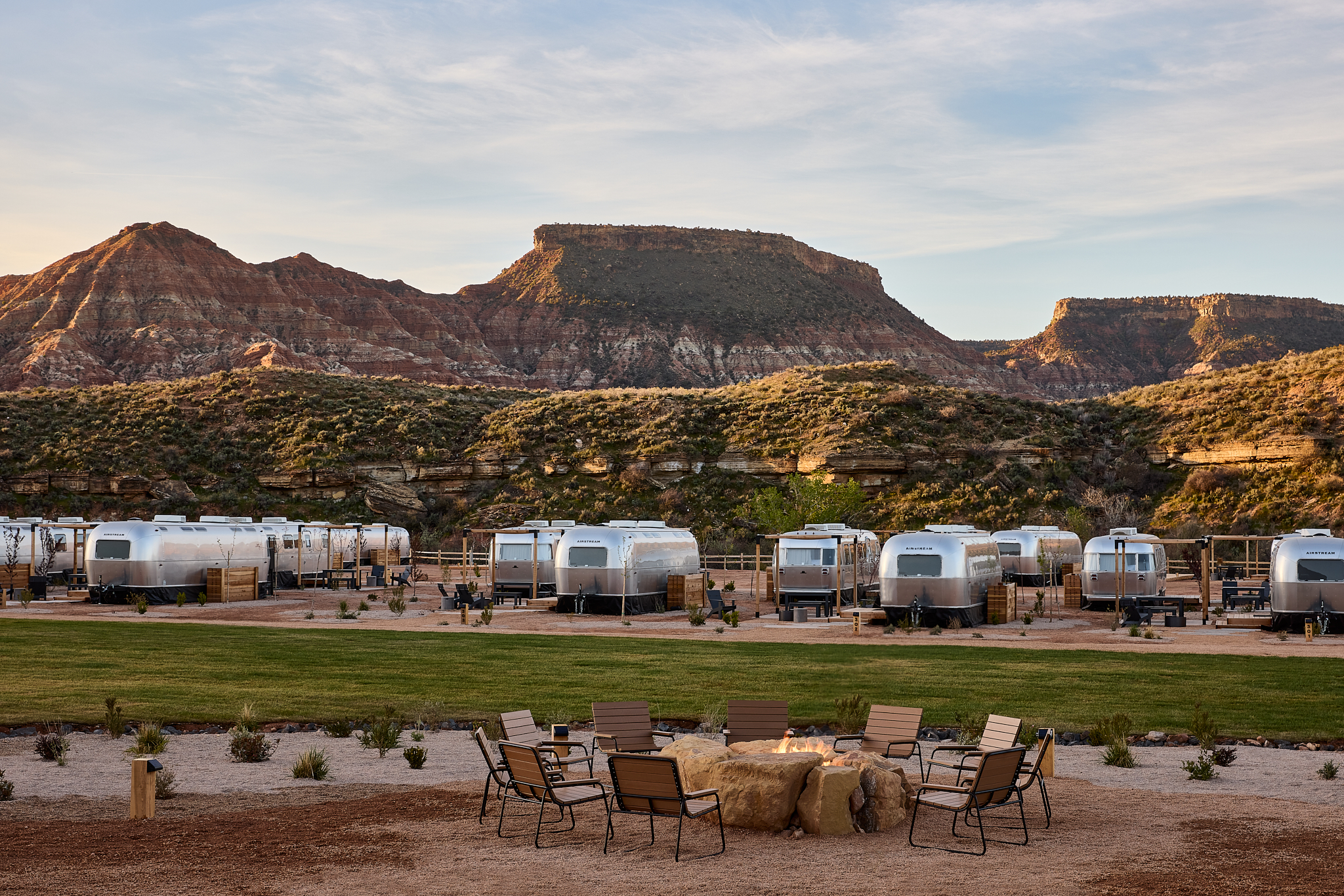 Zoomed out view of AutoCamp Zion Airstreams