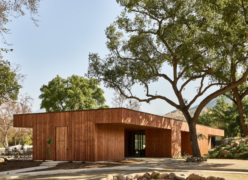 AutoCamp Sequoia clubhouse exterior entrance view