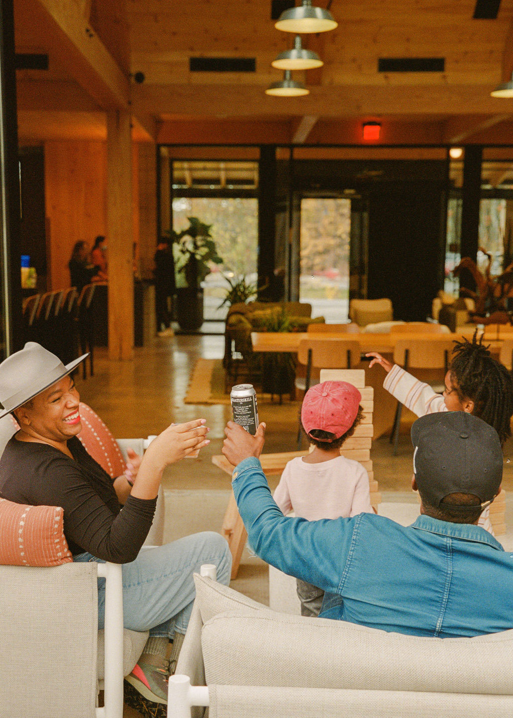 Family at the clubhouse laughing