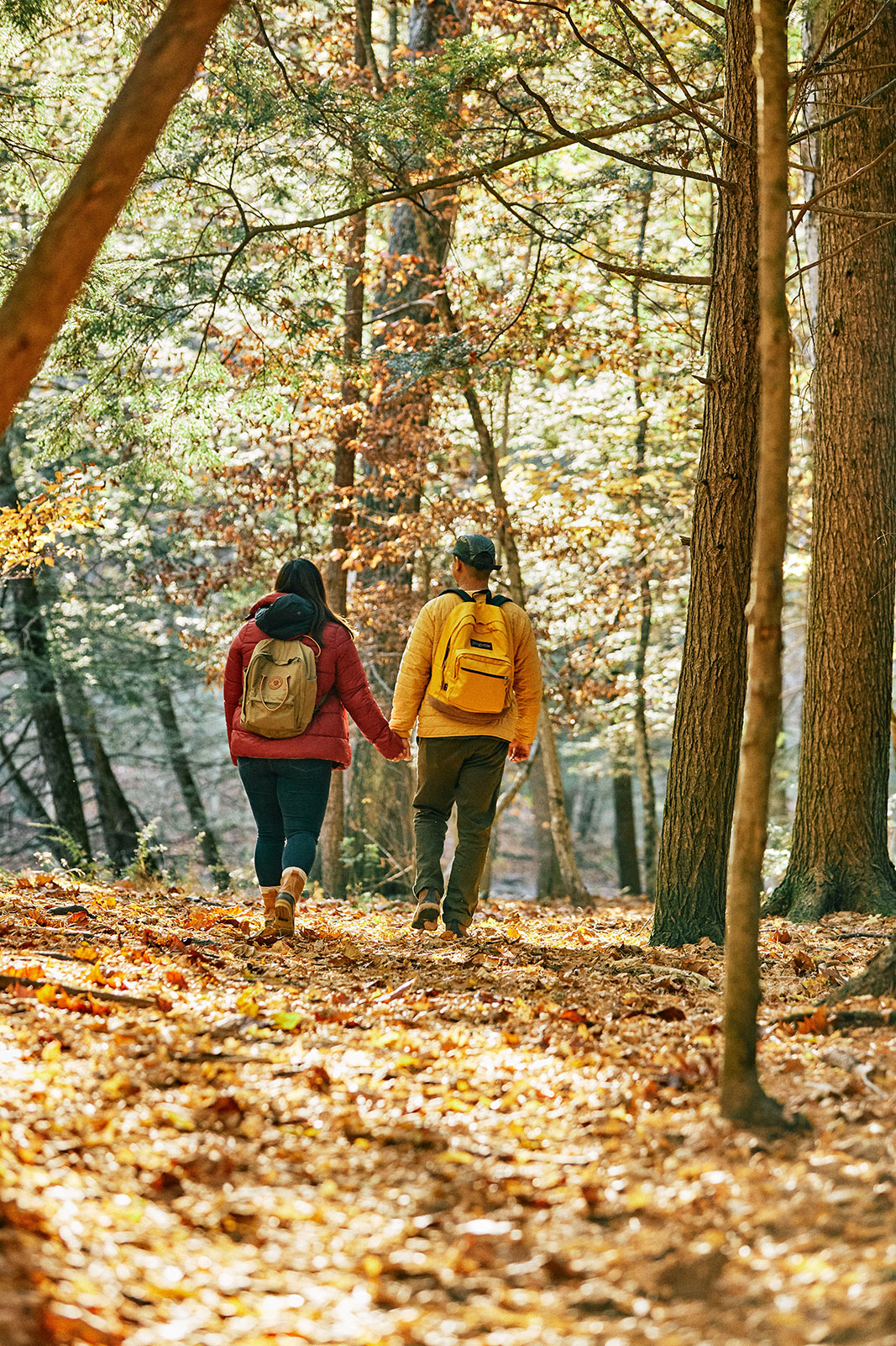 Couple hiking in the Catskills