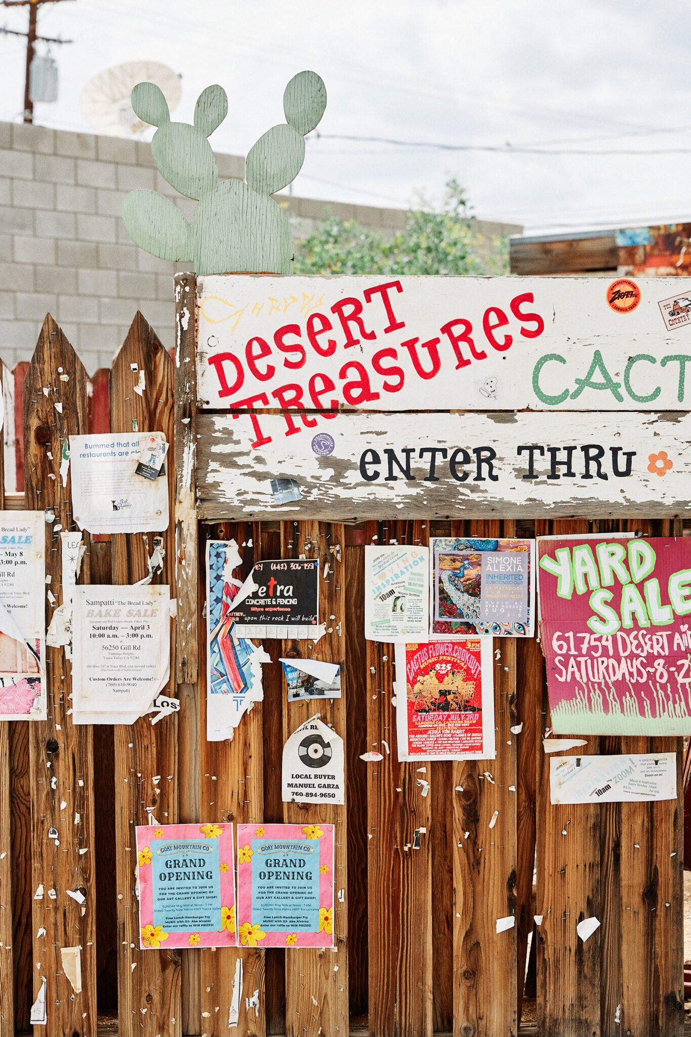 Posters on a fence in Joshua Tree