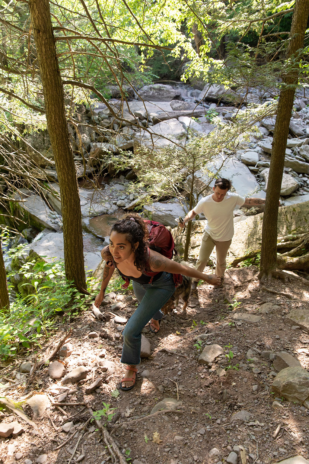 Couple hiking in the Catskills