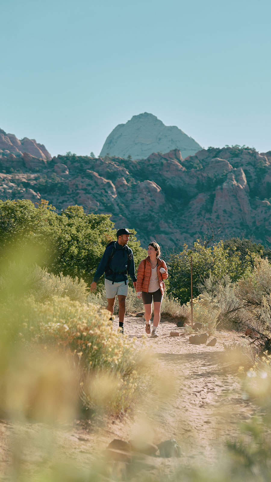 Couple hiking in Zion