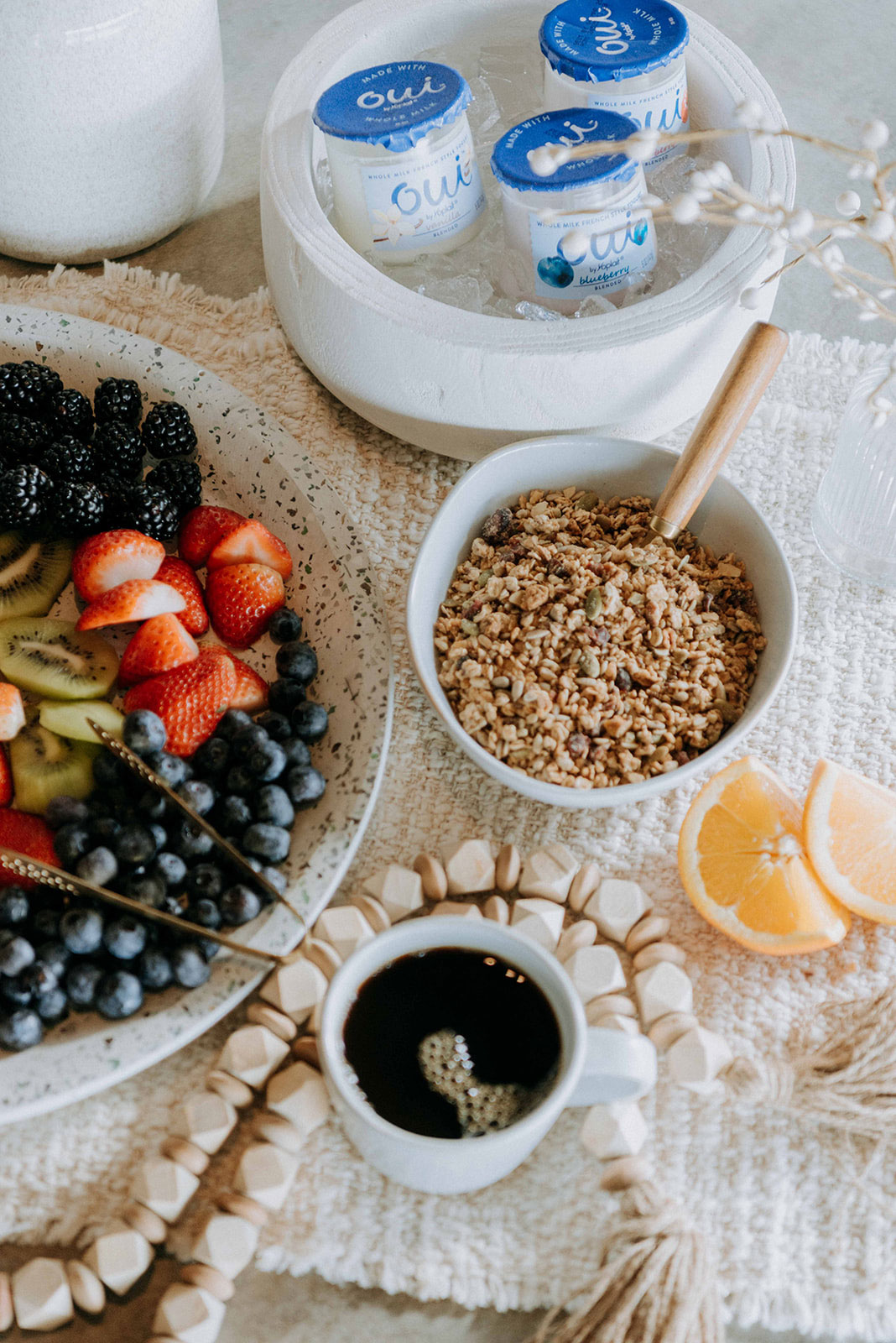 Granola and fruit breakfast