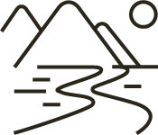 icon of mountains and a river