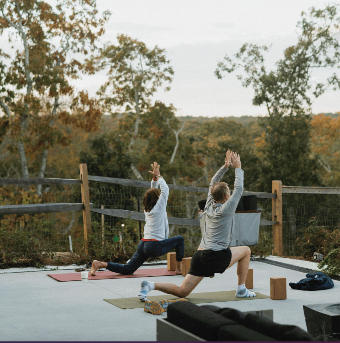 two people doing morning yoga