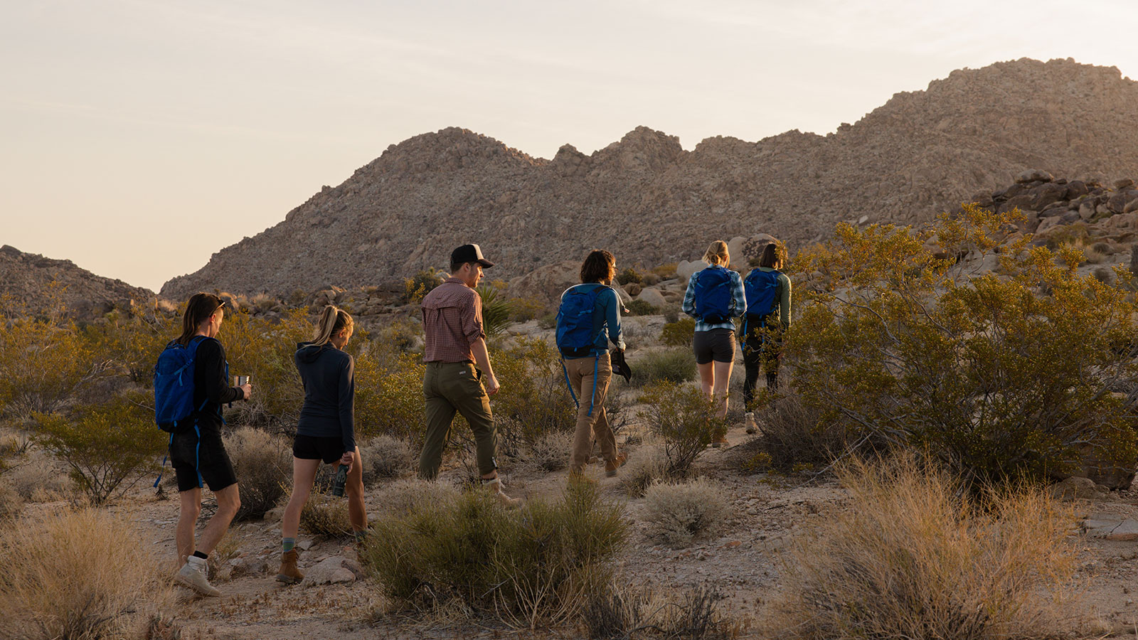 Friends hiking in the desert
