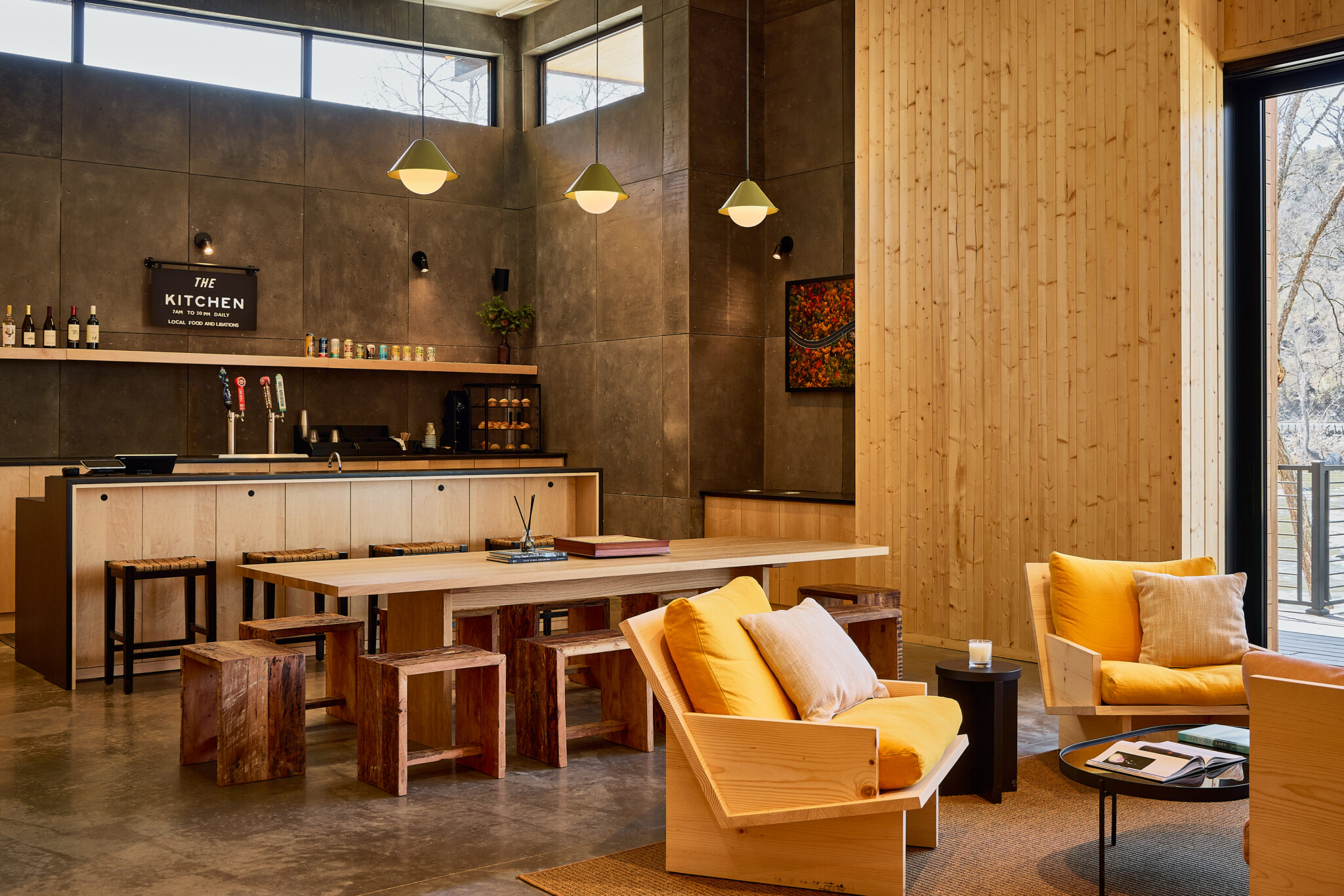 AutoCamp Asheville Kitchen and Bar area