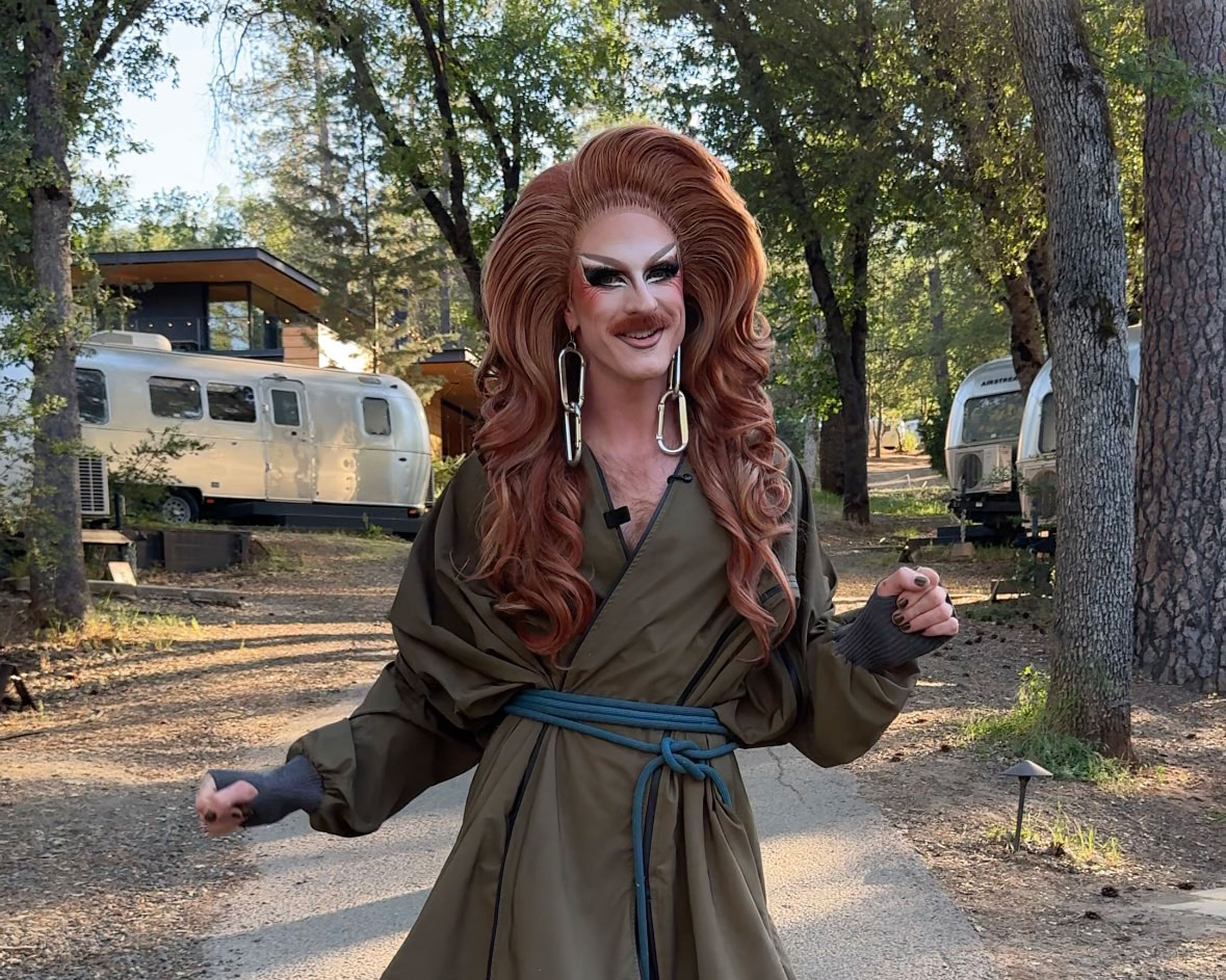 Patti Gonia pride outside with AutoCamp